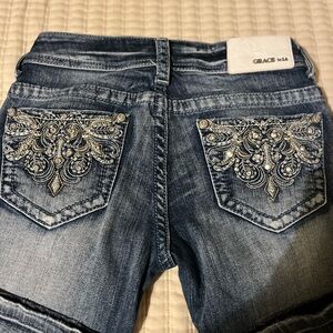 Grace in LA Blue Boot Cut Jeans with‎ Intricate Pocket Design 26